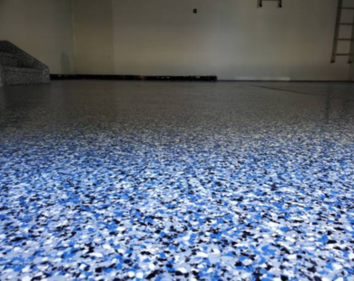 blue and white epoxy floor